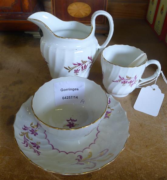 Swansea pink lustre teacup and saucer & Worcester part tea set c 1792